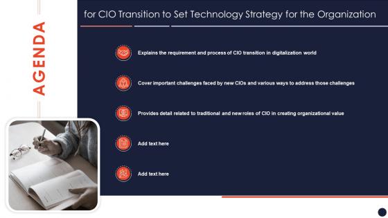 Agenda For Cio Transition To Set Technology Strategy For The Organization
