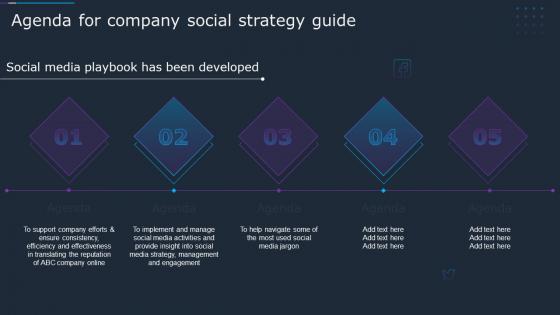 Agenda For Company Social Strategy Guide Ppt Show Design Templates