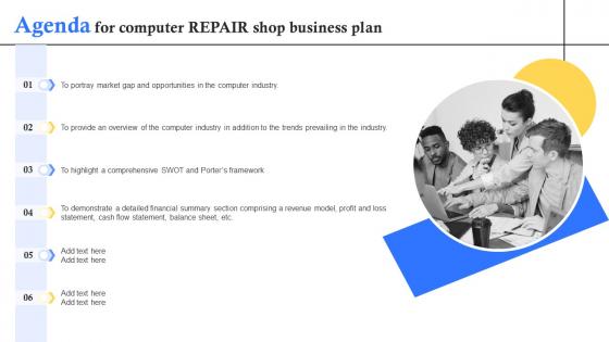 Agenda For Computer Repair Shop Business Plan BP SS