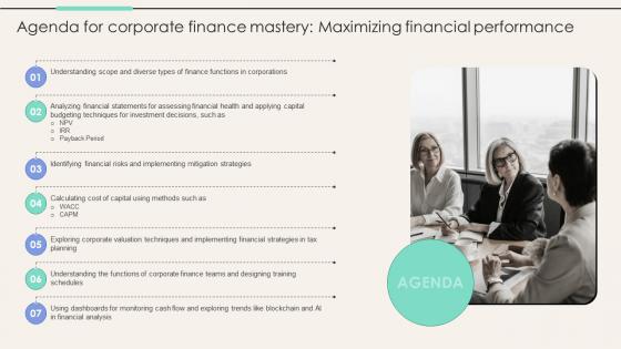 Agenda For Corporate Finance Mastery Maximizing Financial Performance FIN SS