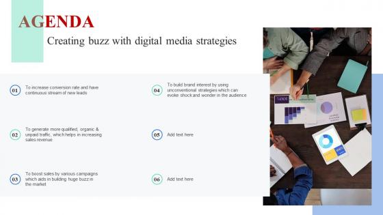 Agenda For Creating Buzz With Digital Media Strategies MKT SS V