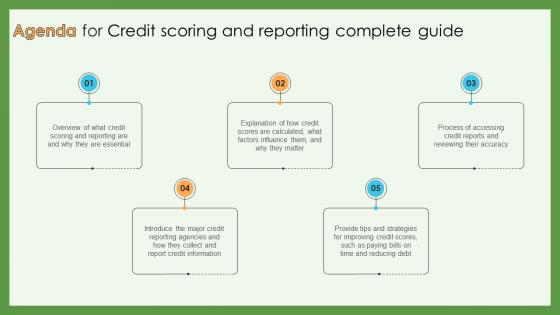 Agenda For Credit Scoring And Reporting Complete Guide Fin SS