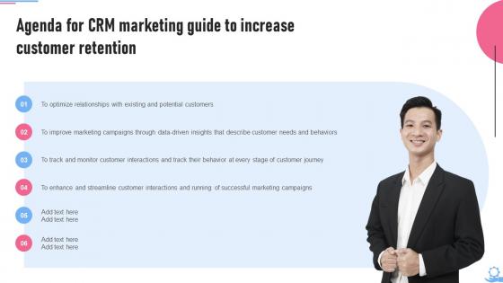 Agenda For Crm Marketing Guide To Increase Customer Retention MKT SS V