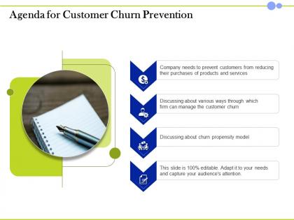 Agenda for customer churn prevention propensity model ppt presentation sample