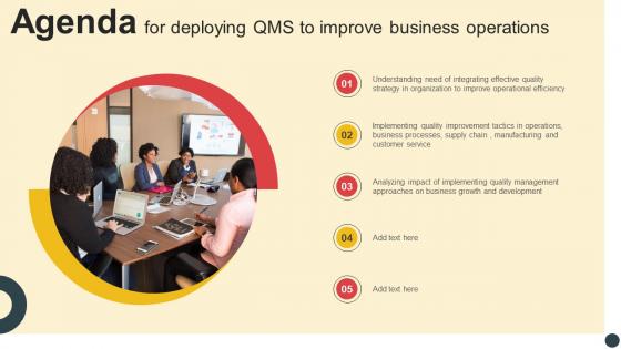 Agenda For Deploying QMS To Improve Business Operations Strategy SS V
