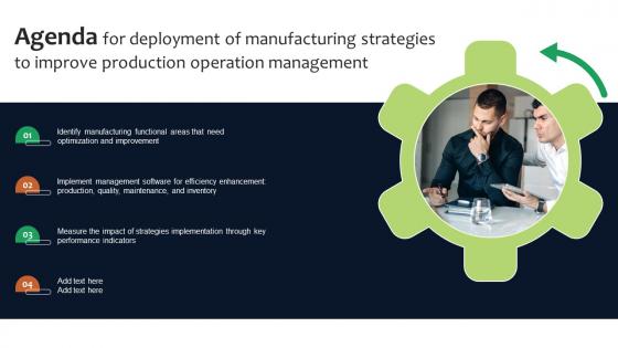 Agenda For Deployment Of Manufacturing Strategies To Improve Strategy SS V
