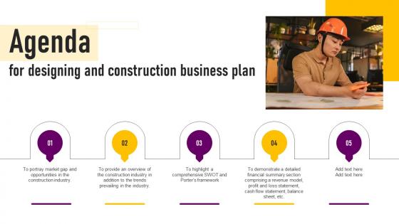 Agenda For Designing And Construction Business Plan BP SS