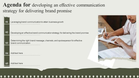 Agenda For Developing An Effective Communication Strategy For Delivering Brand Promise
