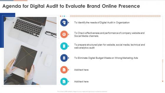Agenda For Digital Audit To Evaluate Brand Online Presence Ppt Template