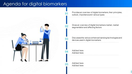 Agenda For Digital Biomarkers Ppt Powerpoint Presentation File Aids Ppt Show Vector