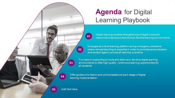 Agenda For Digital Learning Playbook Ppt Layout