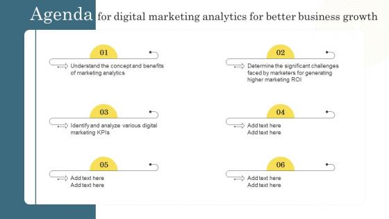 Agenda For Digital Marketing Analytics For Better Business