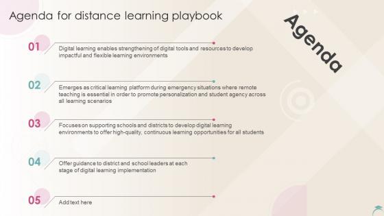 Agenda For Distance Learning Playbook