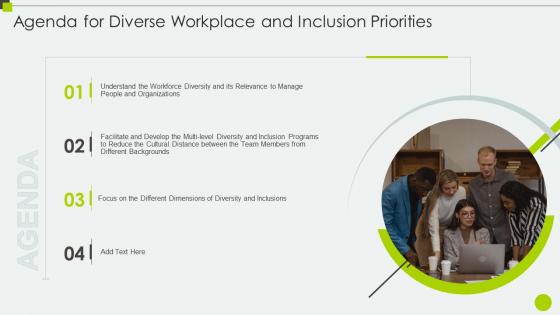 Agenda For Diverse Workplace And Inclusion Priorities Ppt Portrait