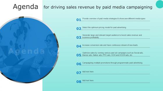 Agenda For Driving Sales Revenue By Paid Media Campaigning MKT SS V