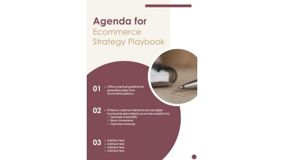 Agenda For Ecommerce Strategy Playbook One Pager Sample Example Document