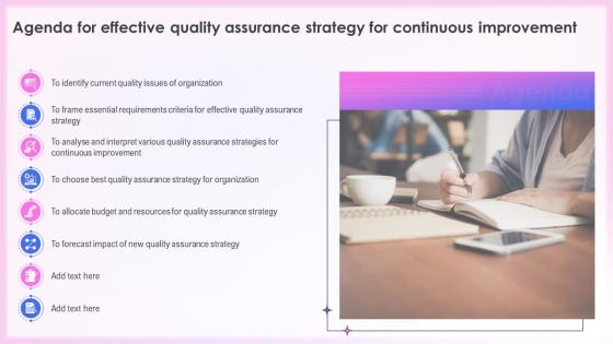 Agenda For Effective Quality Assurance Strategy For Continuous Improvement