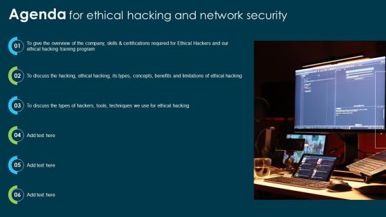 Agenda For Ethical Hacking And Network Security Ppt Icon Master Slide