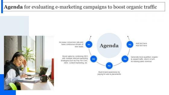 Agenda For Evaluating E Marketing Campaigns To Boost Organic Traffic MKT SS V