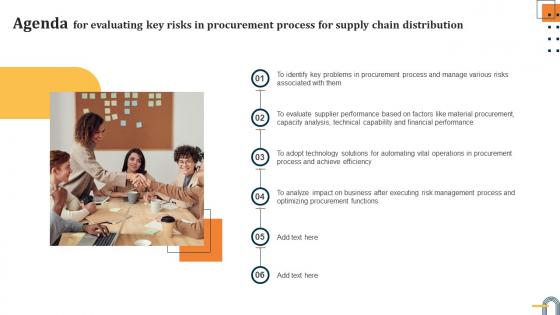 Agenda For Evaluating Key Risks In Procurement Process For Supply Chain Distribution
