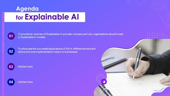 Agenda for explainable ai ppt powerpoint presentation styles backgrounds