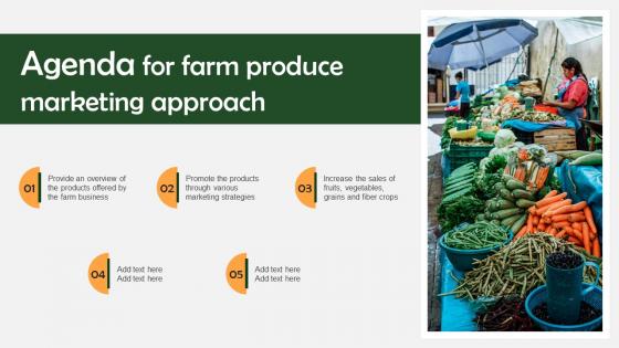 Agenda For Farm Produce Marketing Approach Ppt Ideas Backgrounds Strategy SS V