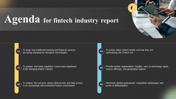 Agenda For Fintech Industry Report Ppt Ideas Example Introduction IR SS