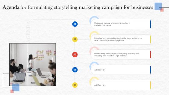Agenda For Formulating Storytelling Marketing Campaign For Businesses MKT SS V