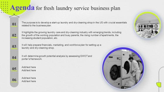 Agenda For Fresh Laundry Service Business Plan Ppt Icon Example Introduction BP SS