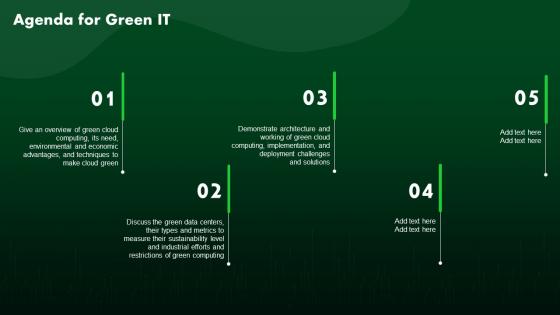 Agenda For Green IT Ppt Powerpoint Presentation File