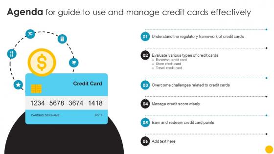 Agenda For Guide To Use And Manage Credit Cards Effectively Fin SS