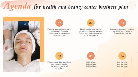 Agenda For Health And Beauty Center Business Plan BP SS