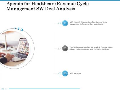 Agenda for healthcare revenue cycle management sw deal analysis bid ppt powerpoint diagram
