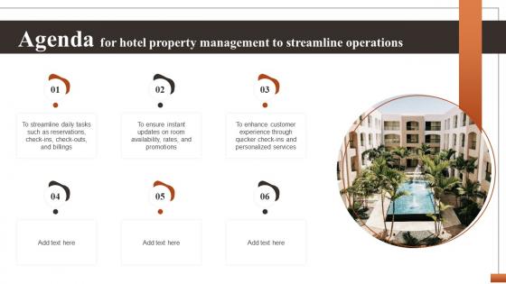 Agenda For Hotel Property Management To Streamline Operations CRP DK SS