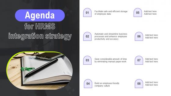Agenda For HRMS Integration Strategy Ppt Icon Background Image