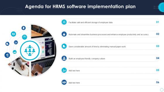 Agenda For HRMS Software Implementation Plan Ppt Icon Smartart