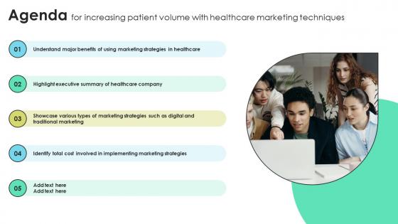 Agenda For Increasing Patient Volume With Healthcare Marketing Techniques Strategy SS V