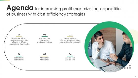 Agenda For Increasing Profit Maximization Capabilities Of Business With Cost Efficiency Strategies