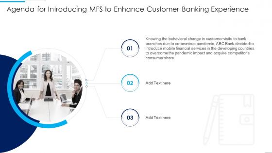 Agenda For Introducing MFS To Enhance Customer Banking Experience Introducing