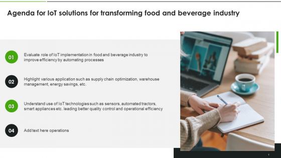 Agenda For IoT Solutions For Transforming Food And Beverage Industry IoT SS