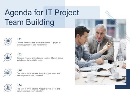 Agenda for it project team building ppt powerpoint presentation model example