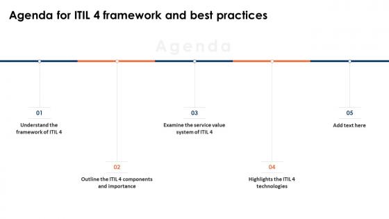 Agenda For ITIL 4 Framework And Best Practices Ppt Ideas Infographic Template