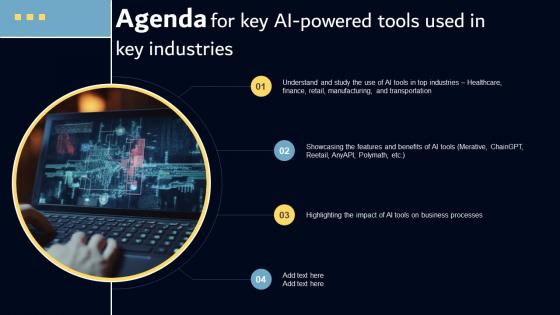 Agenda For Key AI Powered Tools Used In Key Industries AI SS V