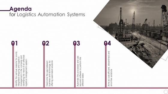 Agenda For Logistics Automation Systems Ppt Slides Image