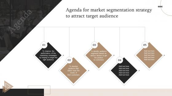 Agenda For Market Segmentation Strategy To Attract Target Audience MKT SS V