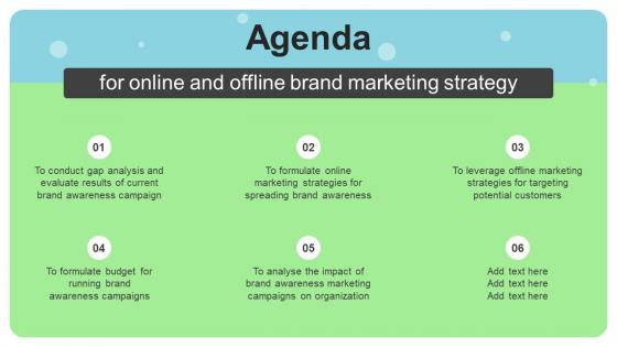 Agenda For Online And Offline Brand Marketing Strategy Ppt Slides Infographic Template