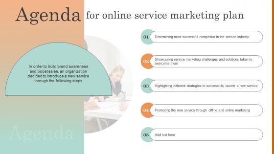Agenda For Online Service Marketing Plan
