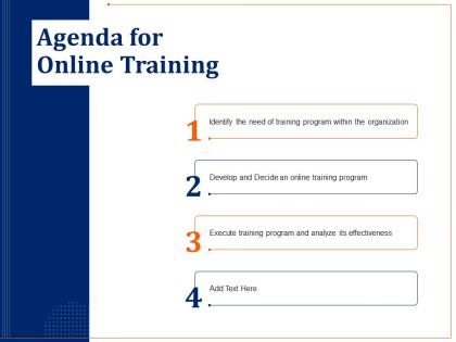 Agenda for online training organization ppt powerpoint file format
