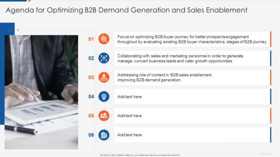 Agenda for optimizing b2b demand generation and sales enablement