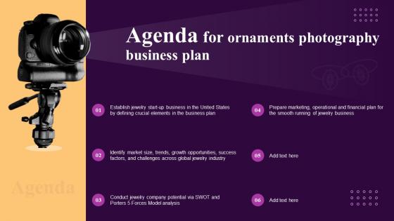 Agenda For Ornaments Photography Business Plan BP SS